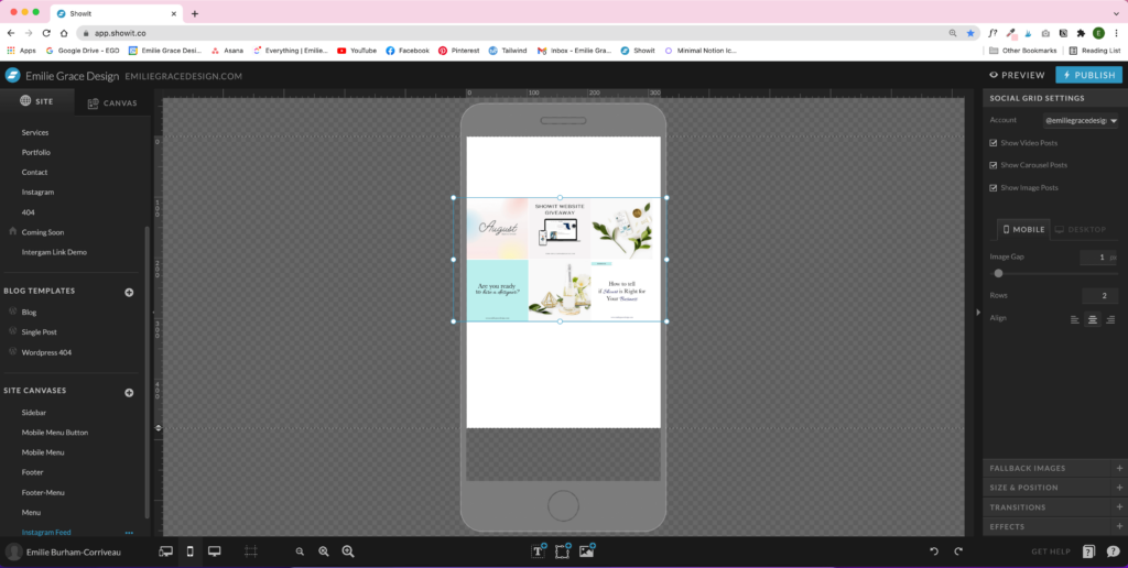 Tweeking the Social Grid setting for mobile version of the website.
